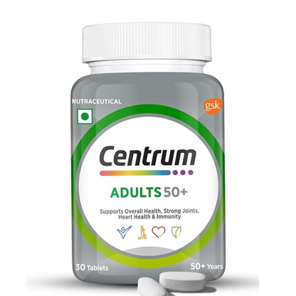 Centrum supplement bottle for adults 50+ on a white background