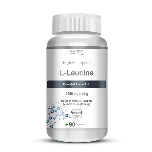 Vakin L-Leucine supplement bottle on a white background