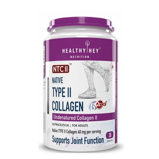 Container of Healthy Hey Nutrition Native Type II Collagen on a white background