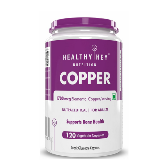 Healthy Hey Nutrition Copper supplement container on a white background