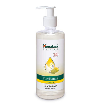 Himalaya PureHands Lemon hand sanitizer bottle on a white background