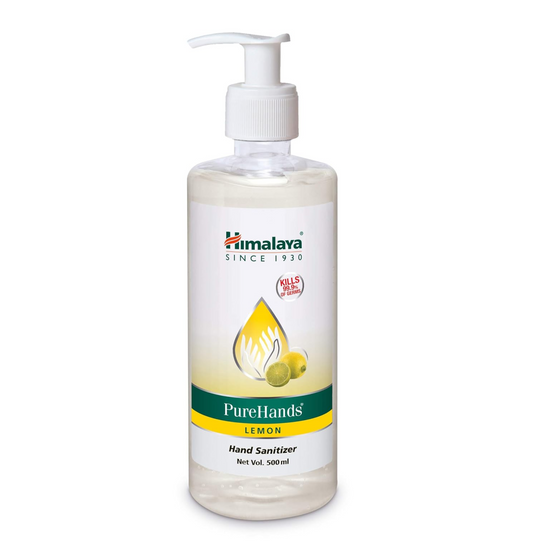 Himalaya PureHands Lemon hand sanitizer bottle on a white background