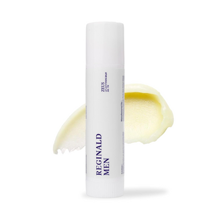 White cylindrical container with 'ZEUS REGINALD MEN' text on a white background