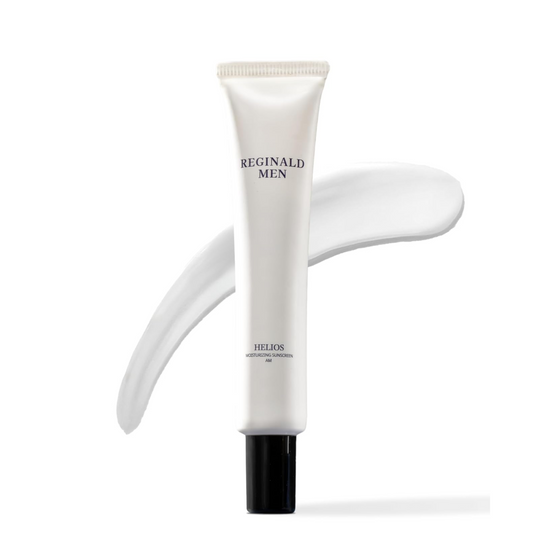 White tube of Reginald Men Helios product on a white background
