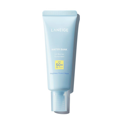 Laneige Water Bank sunscreen tube on a white background