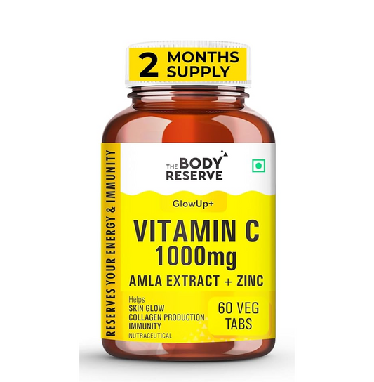 Vitamin C supplement bottle with label on a white background