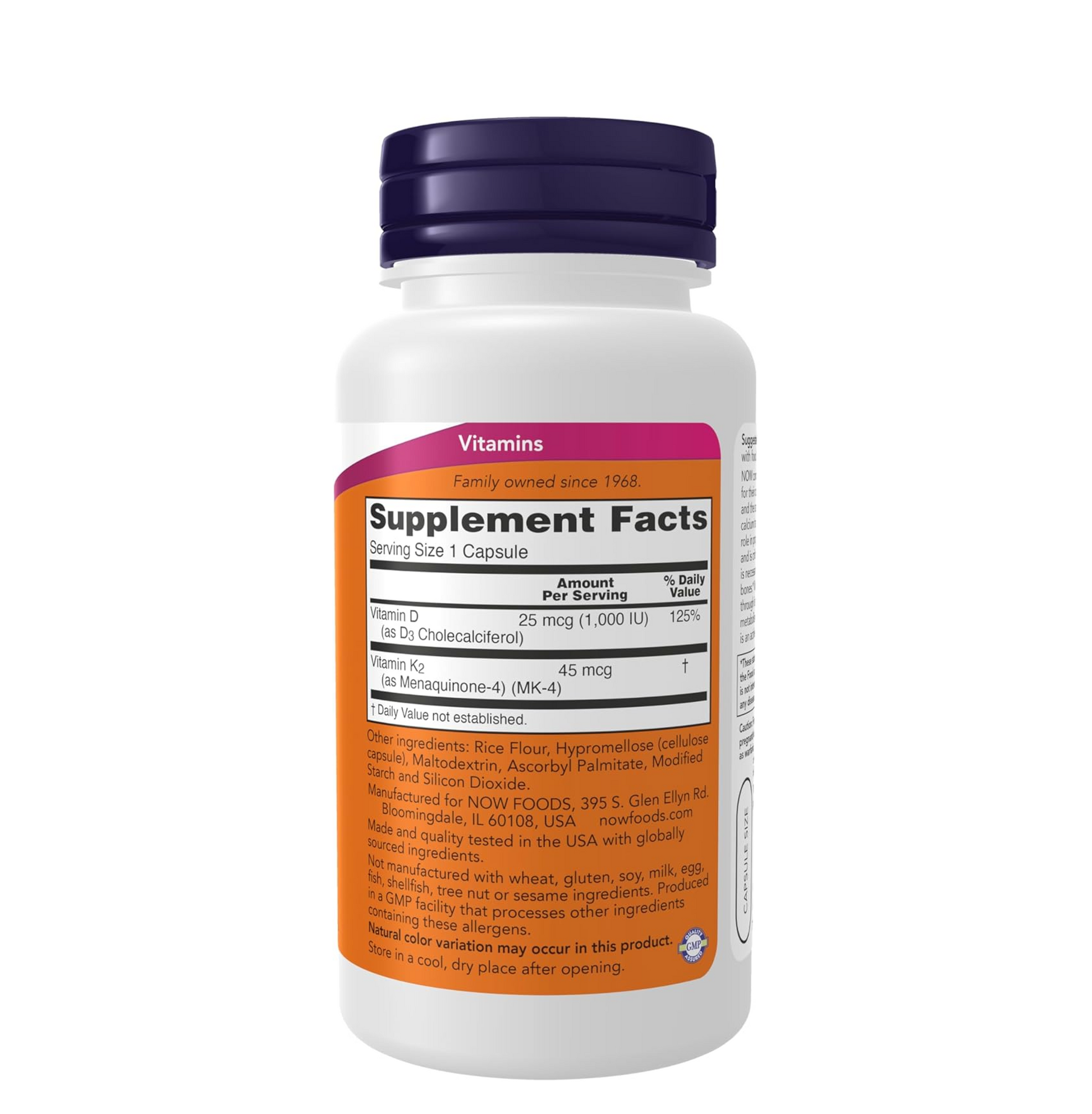Vitamin supplement bottle with label showing 'Supplement Facts' on a white background