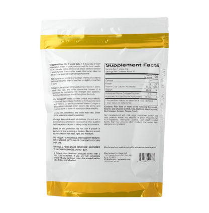 Supplement package with yellow and white design on a white background
