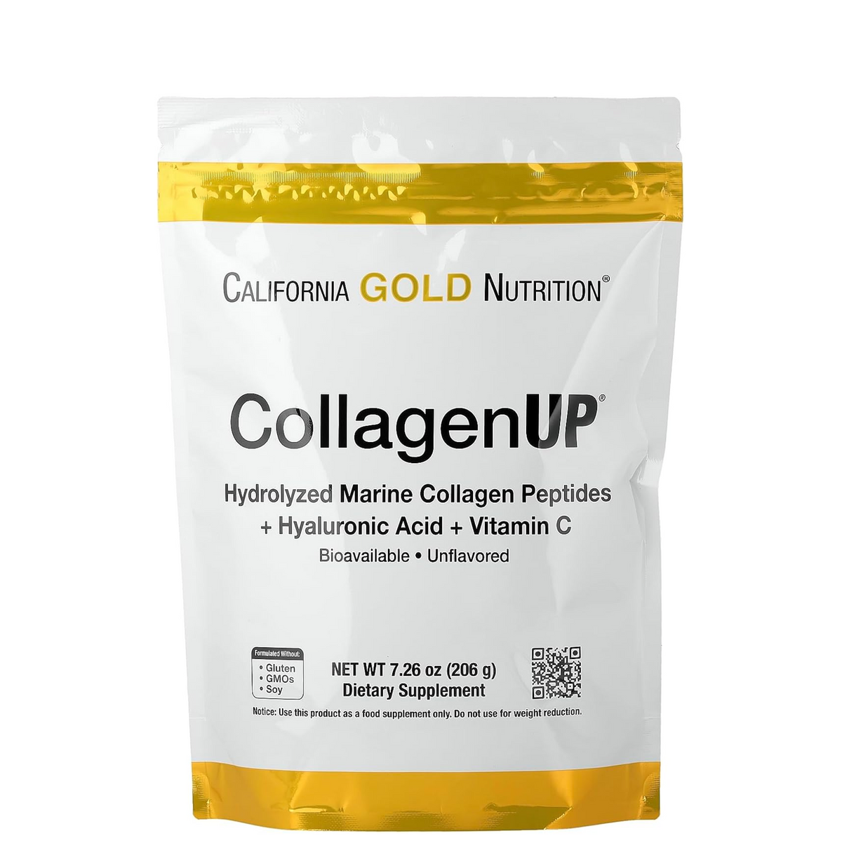 California Gold Nutrition CollagenUP supplement package on a white background