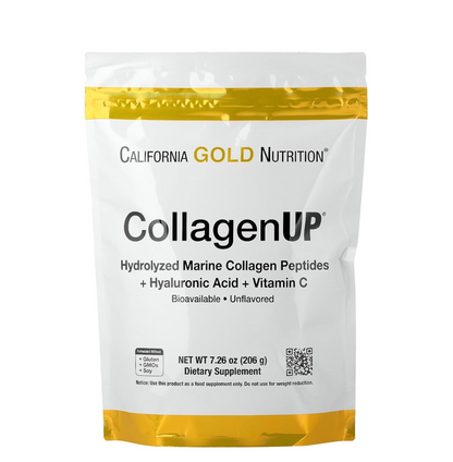 California Gold Nutrition CollagenUP supplement package on a white background