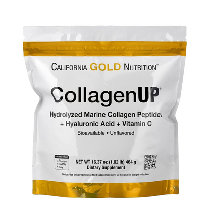 California Gold Nutrition CollagenUP supplement package on a white background