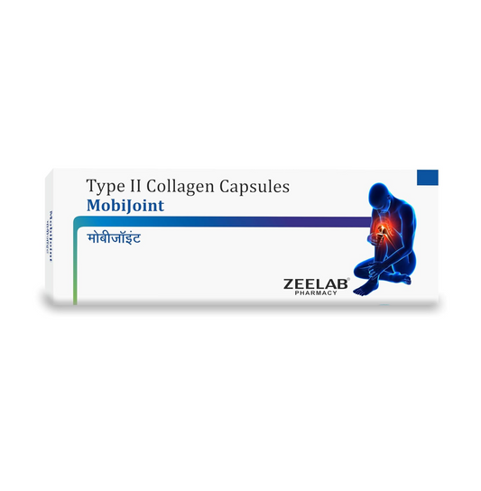 Box of Type II Collagen Capsules with Zeelab Pharmacy branding on a white background