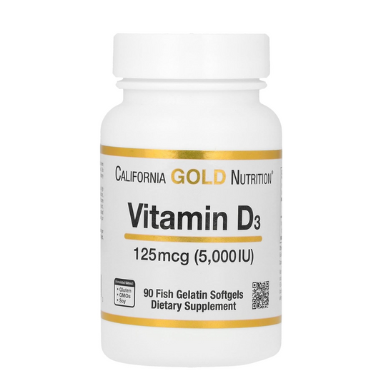 California Gold Nutrition Vitamin D3 supplement bottle on a white background