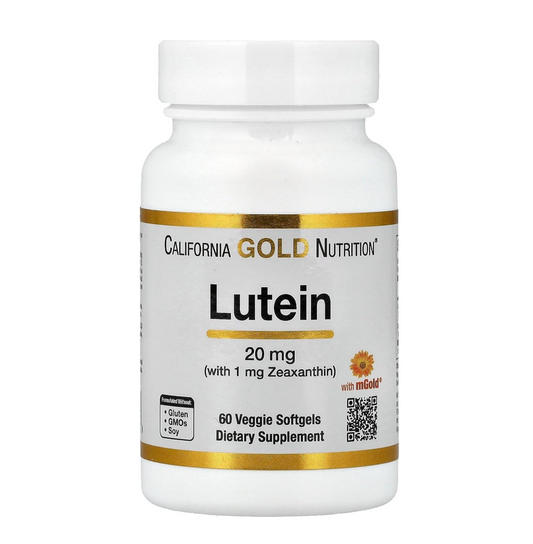 California Gold Nutrition Lutein supplement bottle on a white background