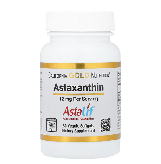 California Gold Nutrition Astaxanthin - Featuring AstaLif Pure Icelandic Astaxanthin - Gluten Free, Non-GMO - 12 mg - 30 Veggie Softgels