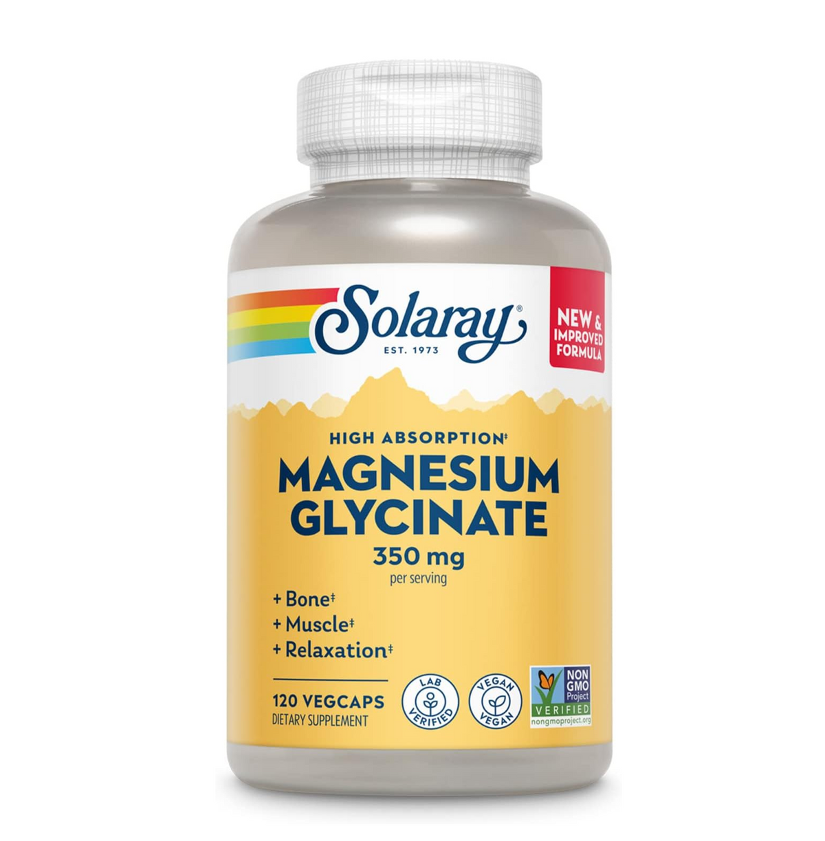 Solaray Magnesium Glycinate supplement bottle on a white background