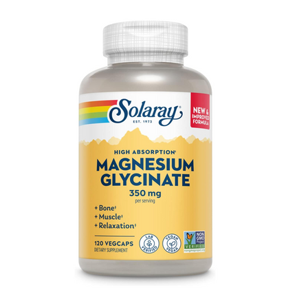 Solaray Magnesium Glycinate supplement bottle on a white background