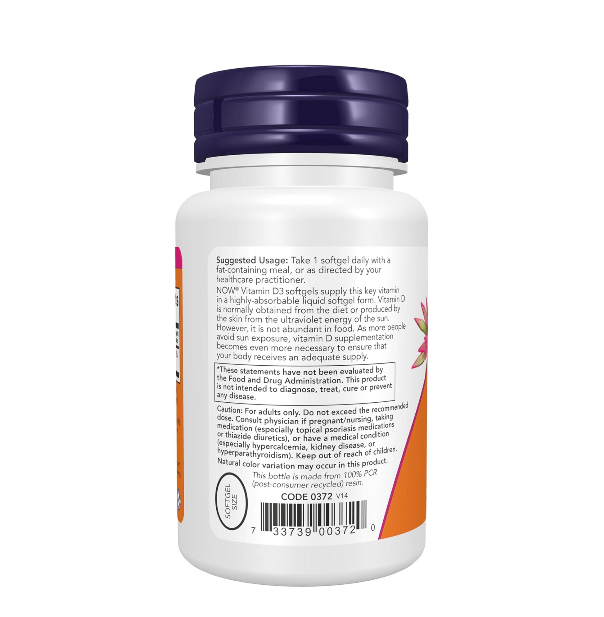 Vitamin supplement bottle with label on a white background
