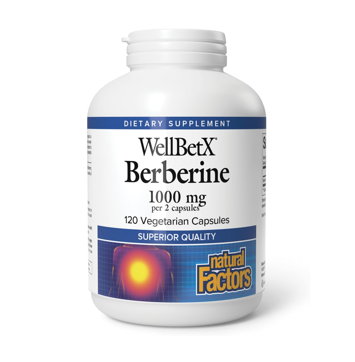 WellBetX Berberine dietary supplement bottle on a white background