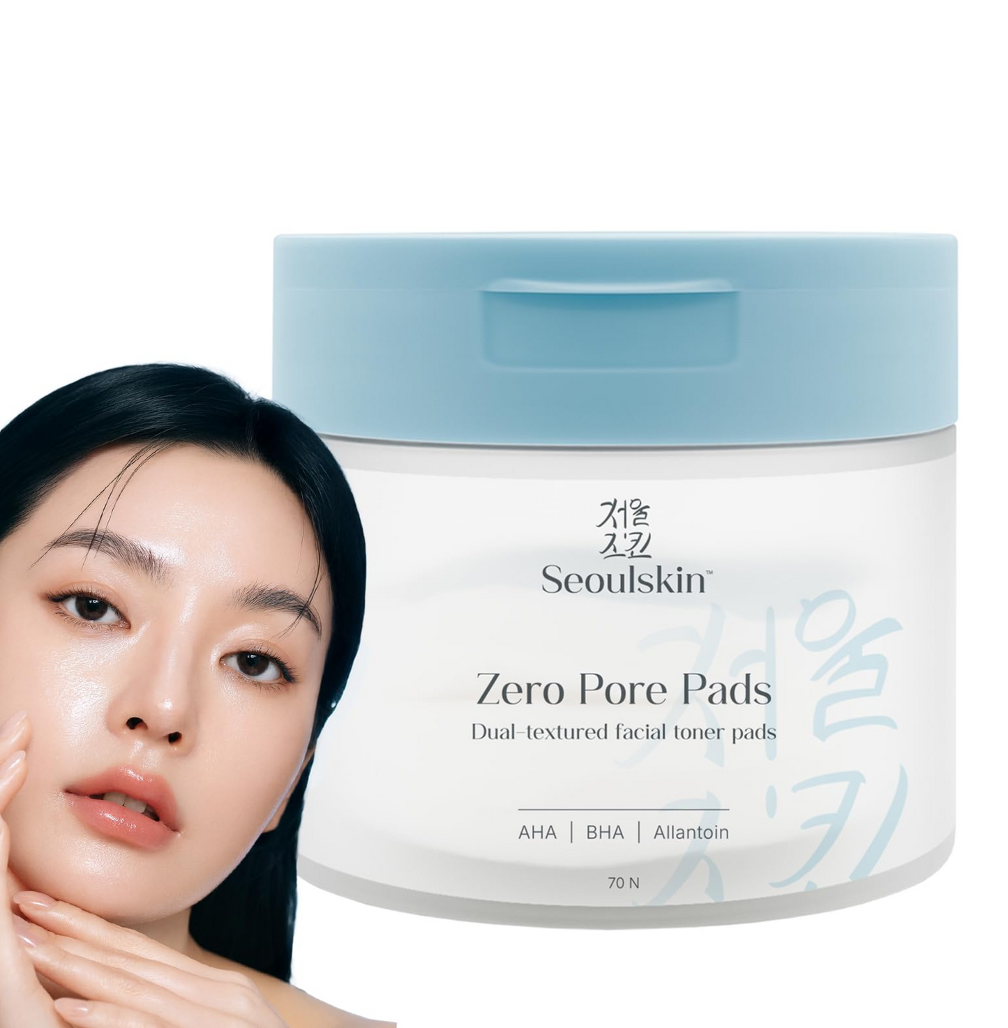 SeoulSkin Zero Pore Toner Pads | Dual-Textured Exfoliating & Hydrating Toner Pads | AHA + BHA + Allantoin | Reduces Blackheads, Oil & Pore Visibility | 70 N