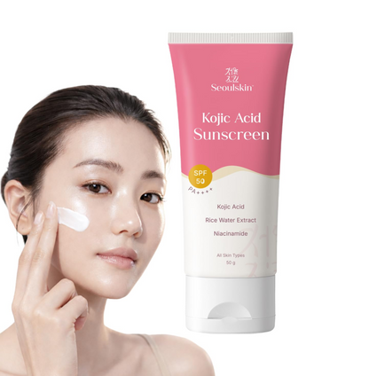Seoulskin Kojic Acid Sunscreen SPF 50 PA ++++ | Helps Fade Dark Spots & Pigmentation | Non – Sticky & Non- Greasy | No White Cast | Broad Spectrum UVA & UVB Protection | All Skin Types | For Men & Women | Lightweight Korean Sunscreen | 50 g
