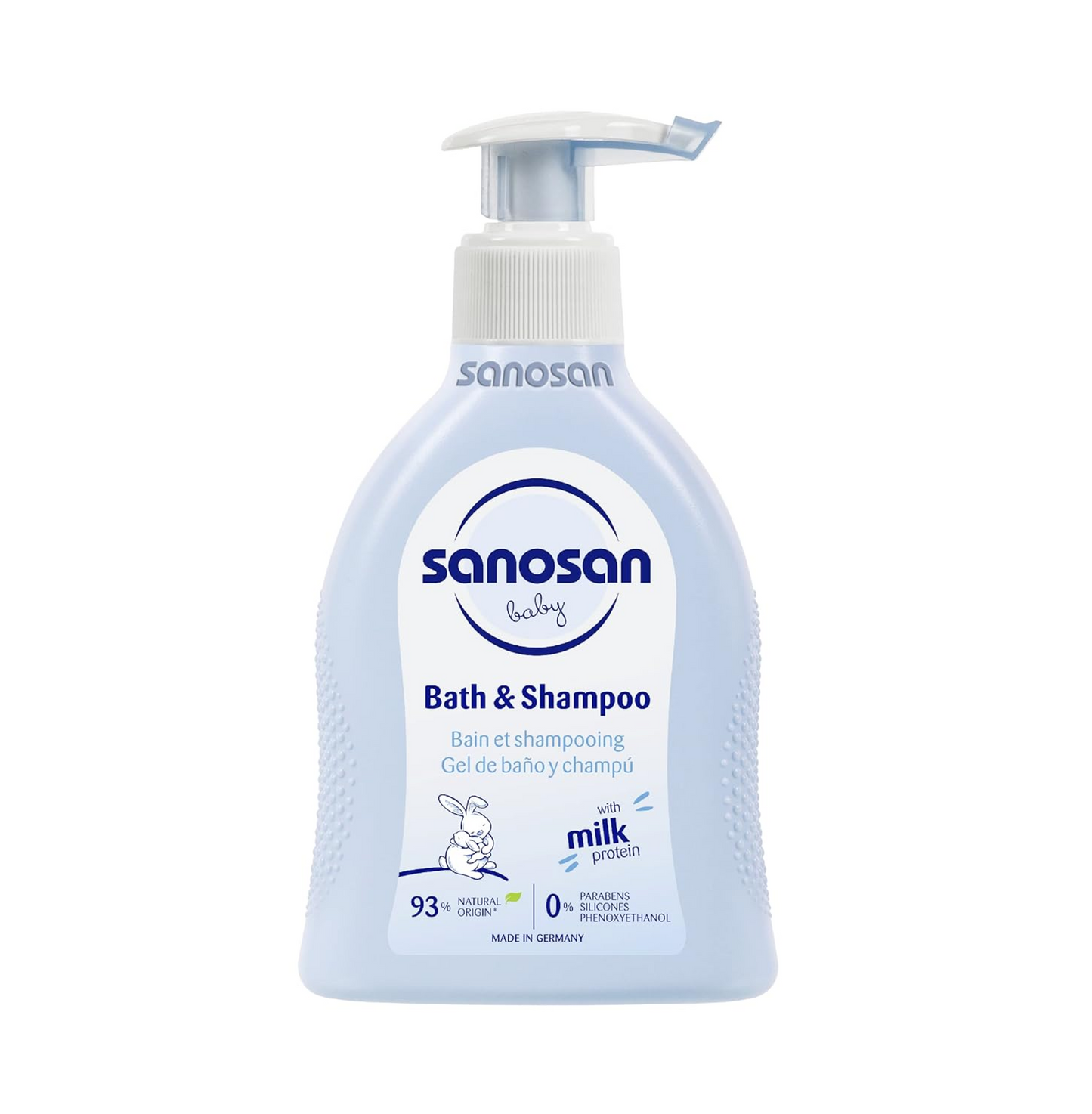 Sanosan bath & shampoo Hydrolysed Milk Protein Formula Daily Head To Toe Milky Wash No Tear Formula For Newborn Baby 2 In 1 Shampoo & Body Wash- 200 ml