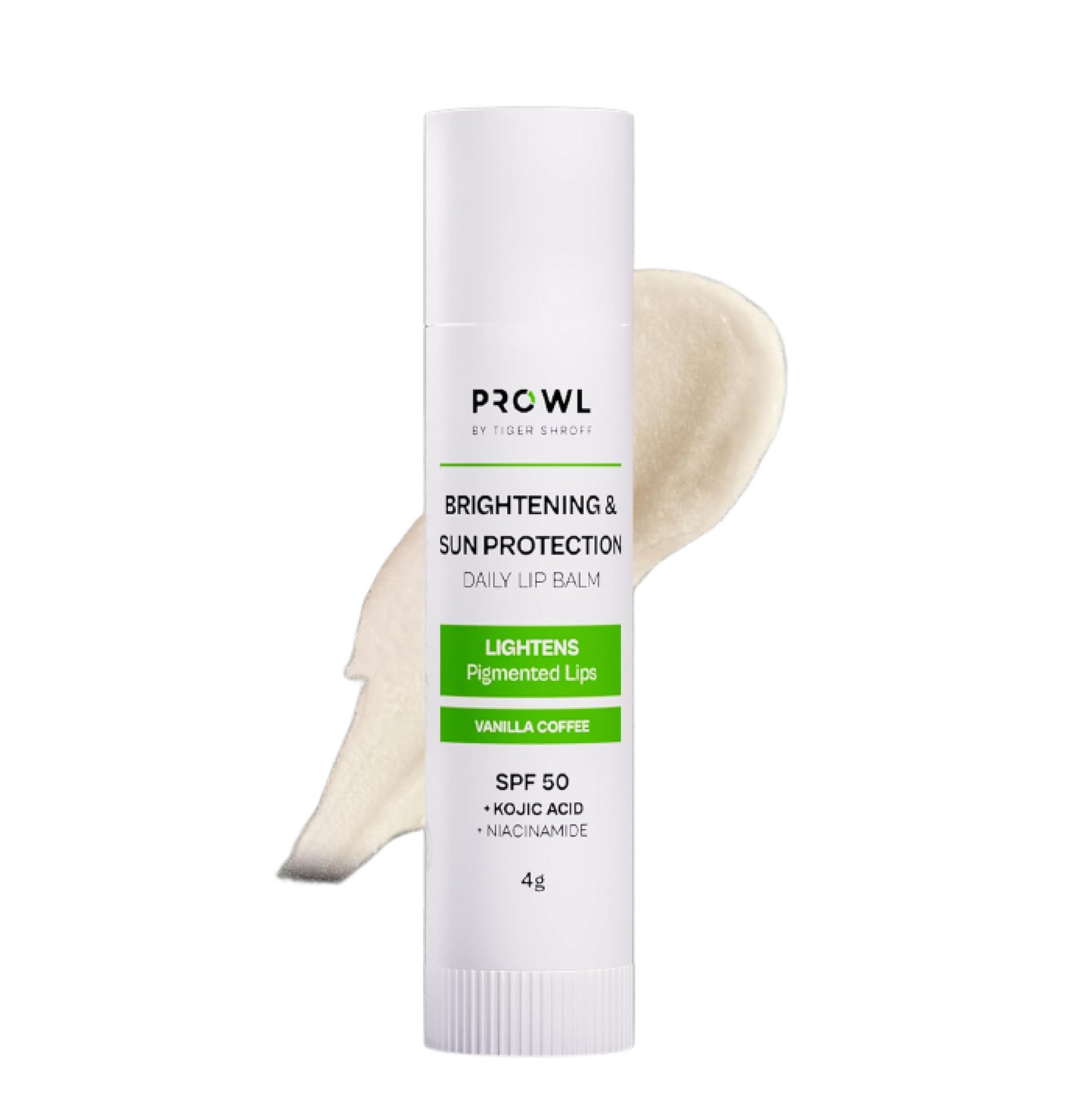 PROWL by Tiger Shroff SPF 50 PA+++ Lip Balm For Men with Kojic Acid | Lipbalm For Moisturising Brightening Dark Lips & Lightening Pigmented Dry Lips | Pigmentation Removal Care | Vanilla Coffee, 4g