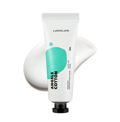 Duft & Doft Angels Cotton Hand Cream (50g) - Perfumer-Crafted Floral Scent with Hydro Protection Patch & Squalane, 72H Hydration, Non-Greasy