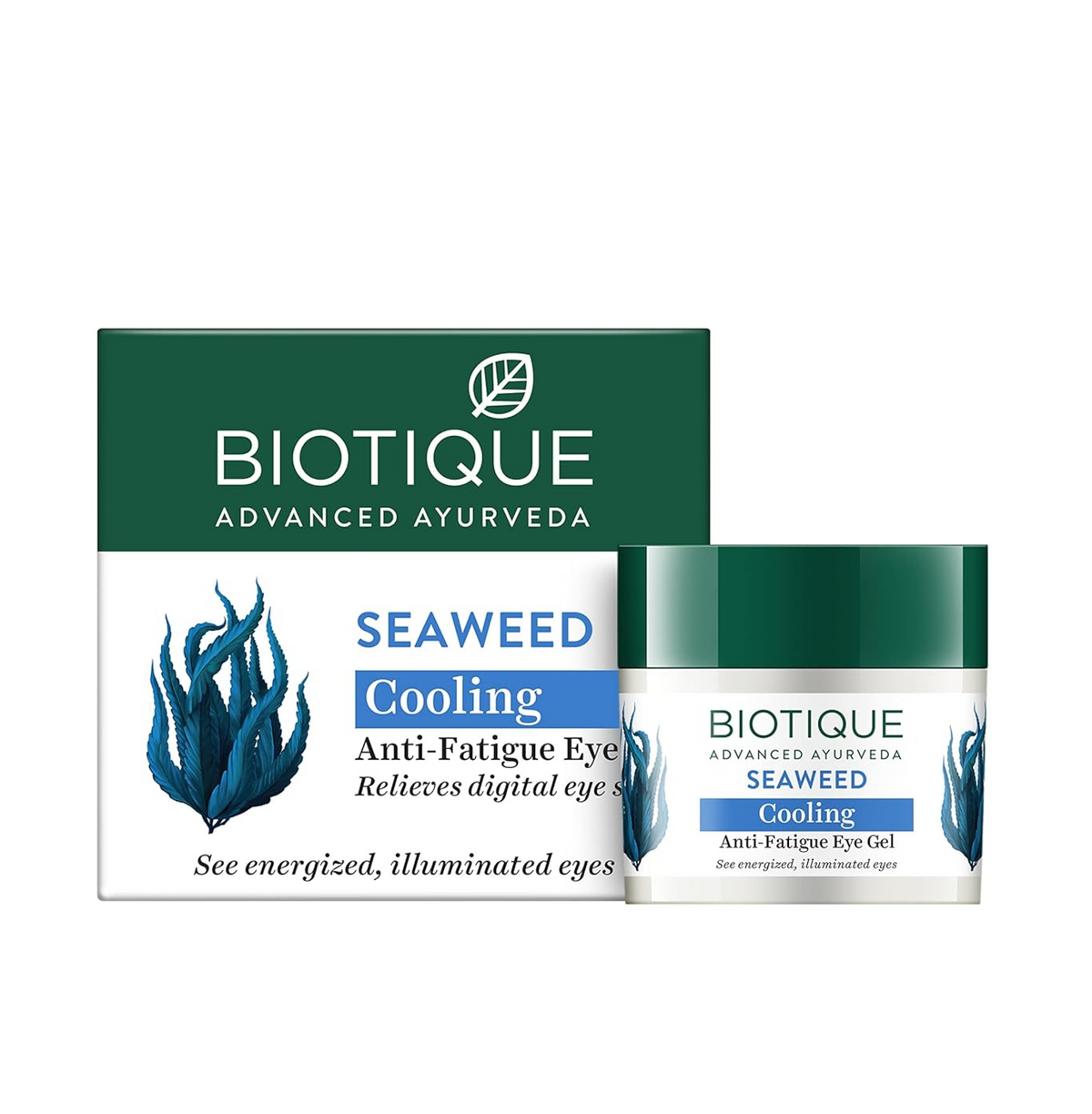 Biotique Bio Seaweed Revitalizing Anti Fatigue Eye Gel | Contains Wild Seaweed, Nutmeg, & Honey | Reduces Dark Circle and Puffiness | Suitable for All Skin Types | 15g