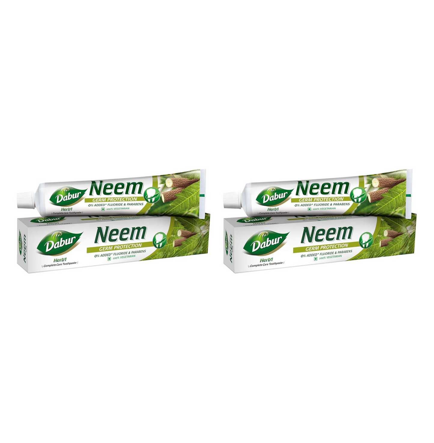 Dabur Herb'l Neem Germ Protection Toothpaste - 200g | No Added Flourides & Parabens | Neem Fights Bacteria (Pack of 2)