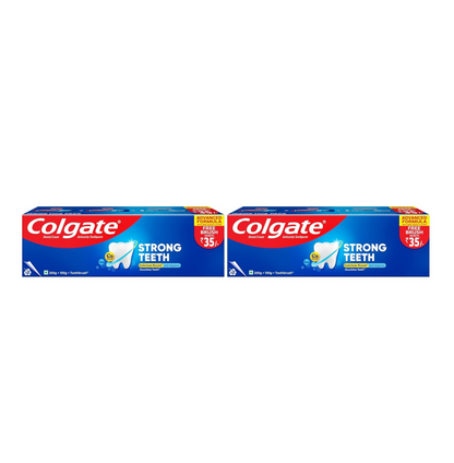 Colgate Strong Teeth Toothpaste, 300g, World's No: 1 Toothpaste Brand, Calcium-boost Tooth Paste for 2X Stronger Teeth, Whitens Teeth, Fresh Breath & Prevents cavities (Combo Pack Offer) (Pack of 2)