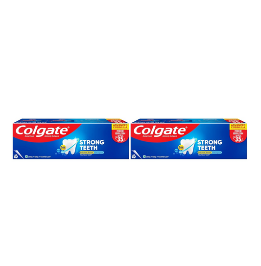 Colgate Strong Teeth Toothpaste, 300g, World's No: 1 Toothpaste Brand, Calcium-boost Tooth Paste for 2X Stronger Teeth, Whitens Teeth, Fresh Breath & Prevents cavities (Combo Pack Offer) (Pack of 2)