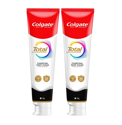 Colgate Total 150Gm Charcoal Deep Clean Antibacterial Toothpaste, Stronger 12-Hour Anti-Germ Protection, Whole Mouth Health, World'S No.1* Germ-Fighting Toothpaste (Combo Pack Offer, Soft Toothbrush)