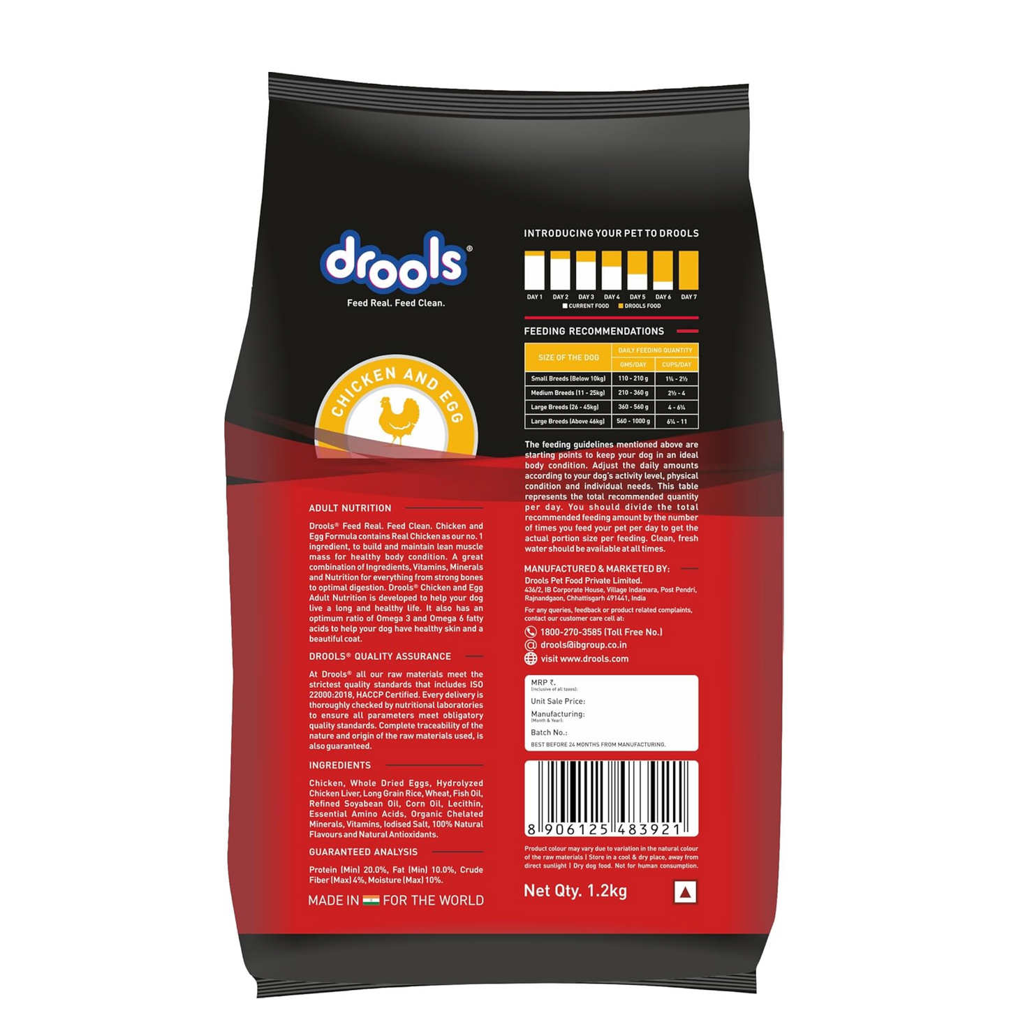 Drools Adult Dry Dog Food 1.2kg | Chicken & Egg Flavour | Omega 3 & 6 for Growth | Better Digestibility | Supports Joint Health