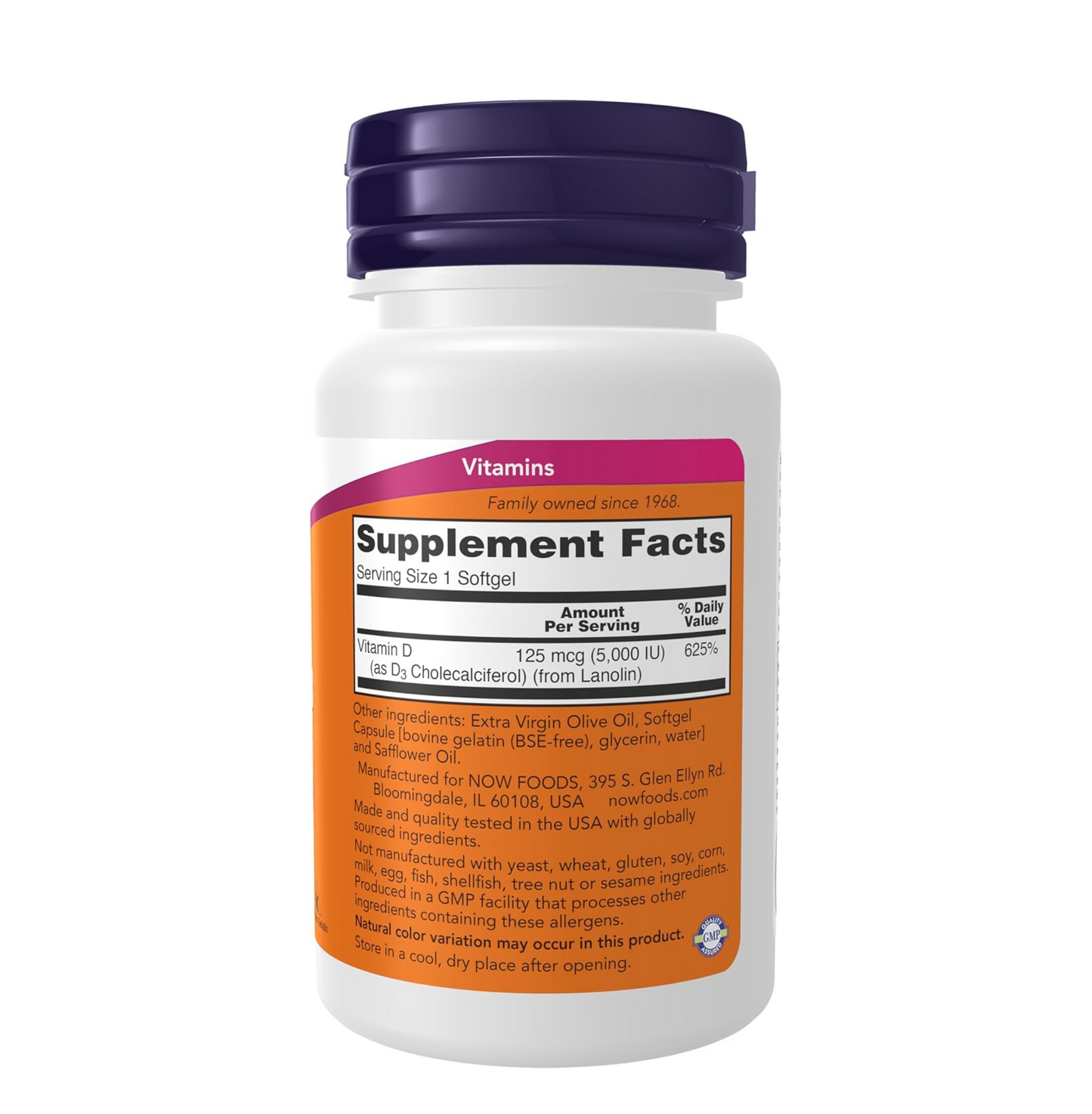 Now Supplements, Vitamin D3 5,000 IU, High Potency, Structural Support*, 30 Softgels