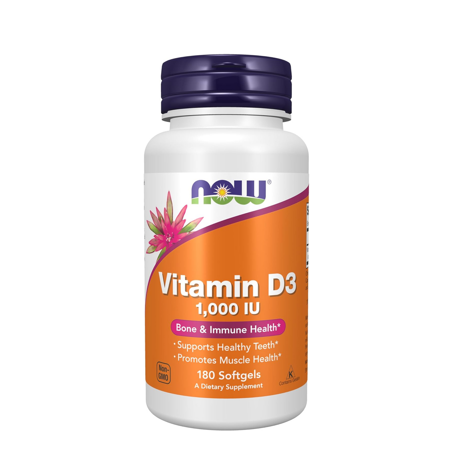 NOW Supplements, Vitamin D-3 1,000 IU, High Potency, Structural support*, 180 Softgels