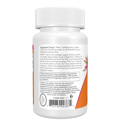 Now Foods Supplements, Vitamin D-3 10,000 IU, Highest Potency, Structural Support*, 30 Softgels