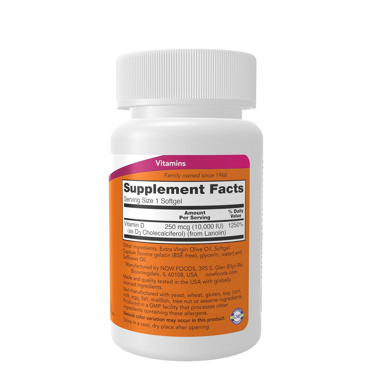 Now Foods Supplements, Vitamin D-3 10,000 IU, Highest Potency, Structural Support*, 30 Softgels