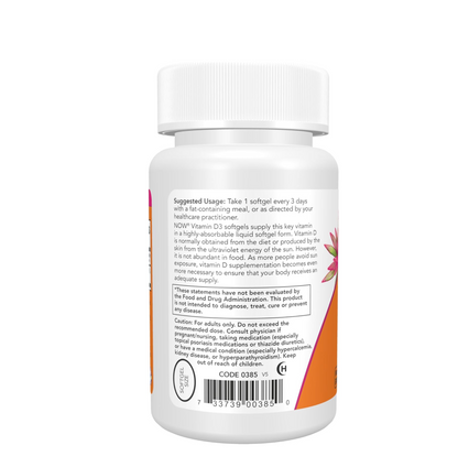 NOW Foods Supplements, Vitamin D-3 10,000 IU Softgels, Vitamin D, Joint Support, 240 Softgels