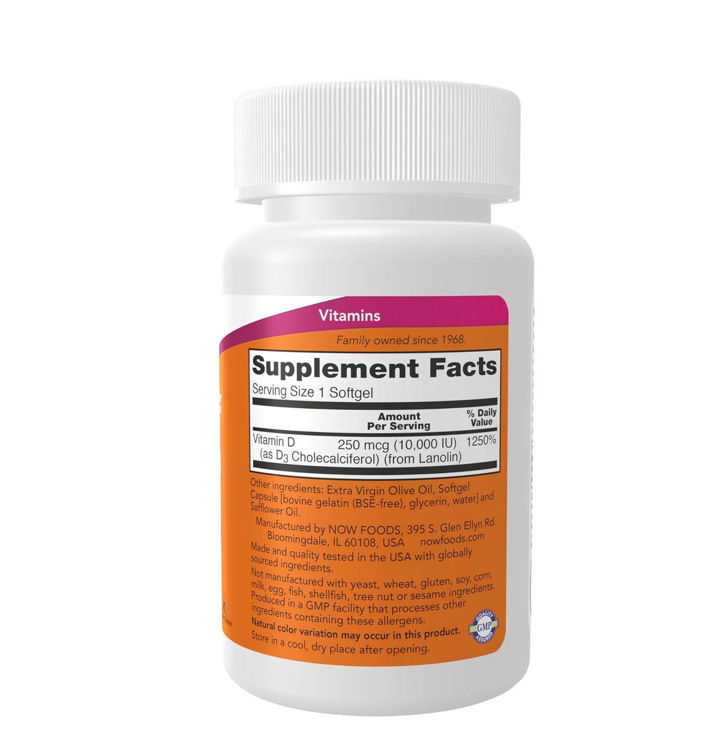 NOW Foods Supplements, Vitamin D-3 10,000 IU Softgels, Vitamin D, Joint Support, 240 Softgels