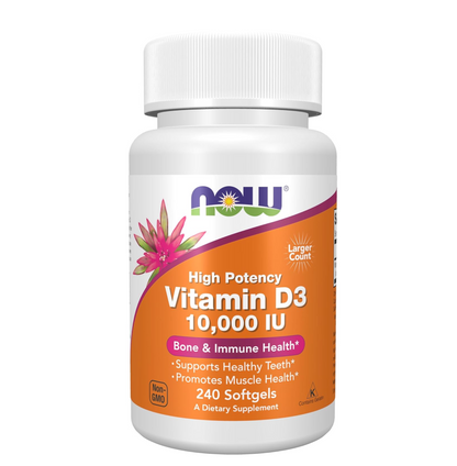 NOW Foods Supplements, Vitamin D-3 10,000 IU Softgels, Vitamin D, Joint Support, 240 Softgels