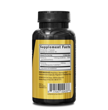 JYM D3 + K2 with 5000iu D3 & 100mcg of Vitamin K2 as MK-7, Bone, Cardiovascular + Immune Health for Men & Women, Softgel
