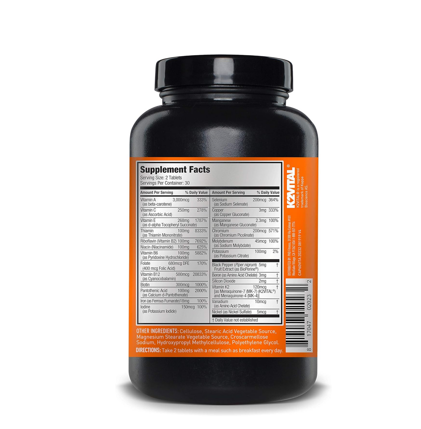 JYM Supplement Science Vita JYM Sports Multivitamin & Mineral Support, Vitamin A, C, B6, B12, E, K, Boron, Biotin, Potassium 60 Tablets