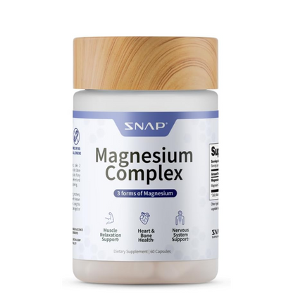 Snap Triple Magnesium Complex for Women & Men for Sleep & Muscle Support – 400mg, 3-in-1 Magnesium Supplement – Bisglycinate, Citrate & Oxide – Chelated for High-Absorption, 60 Vegetarian Capsules