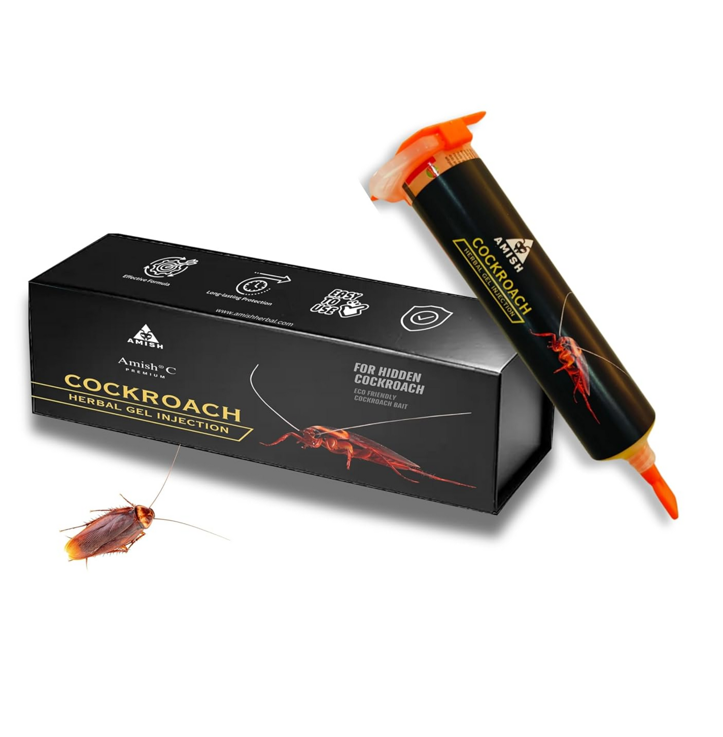 Amish C Herbal Cockroach Gel injection 30grm |10 Minutes Result Guaranty|Removes Entire Cockroach Infestation|Powerful Cockroach Repellent For Home|100% Organic Chemical Free