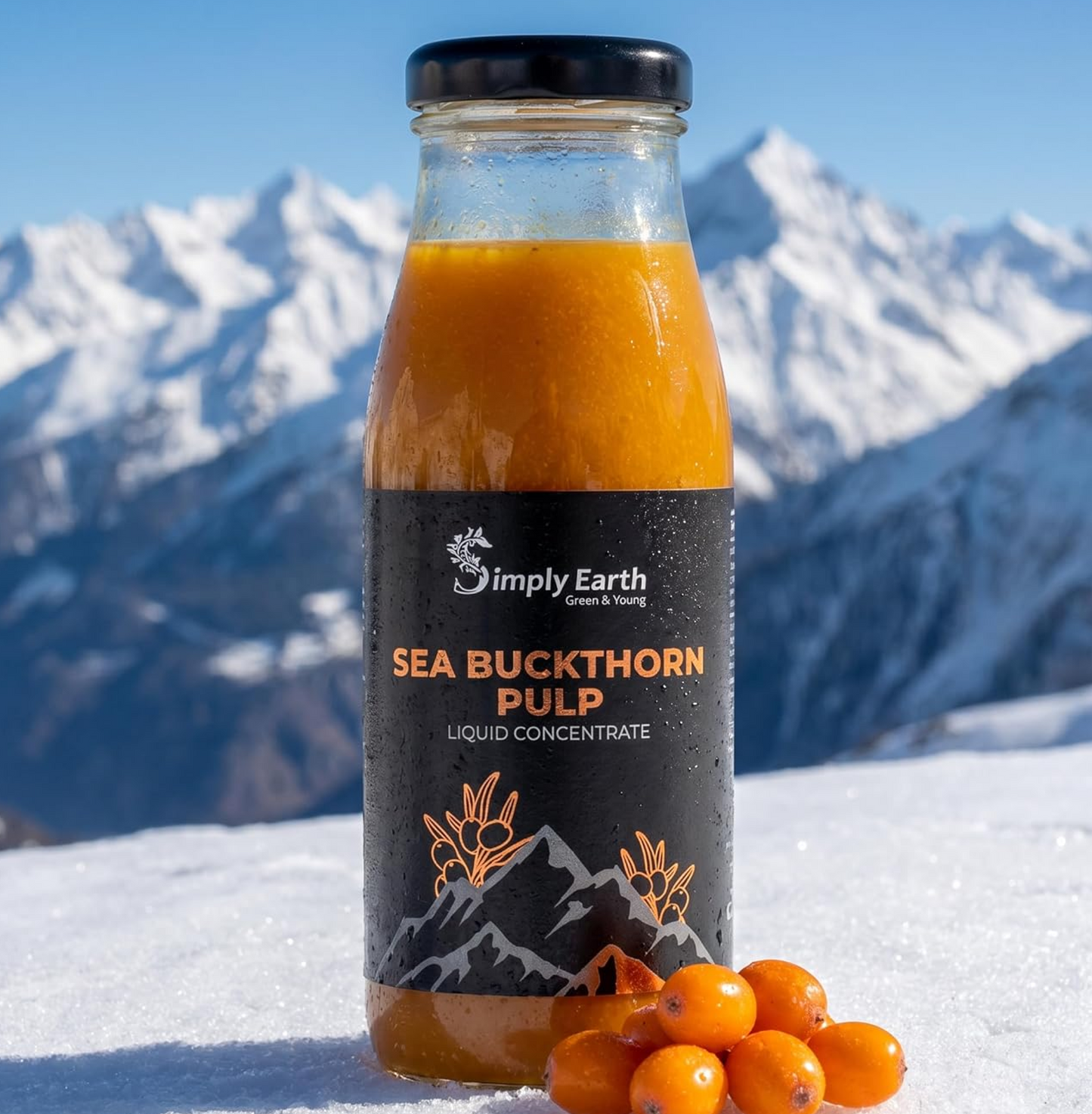 Simply Earth Sea Buckthorn Pulp Liquid Concentrate, Natural Fruit Juice | Omega 3-6-7-9 & Vitamin C, for Immunity, Skin & Heart Health - 300ML (Pack of 1)