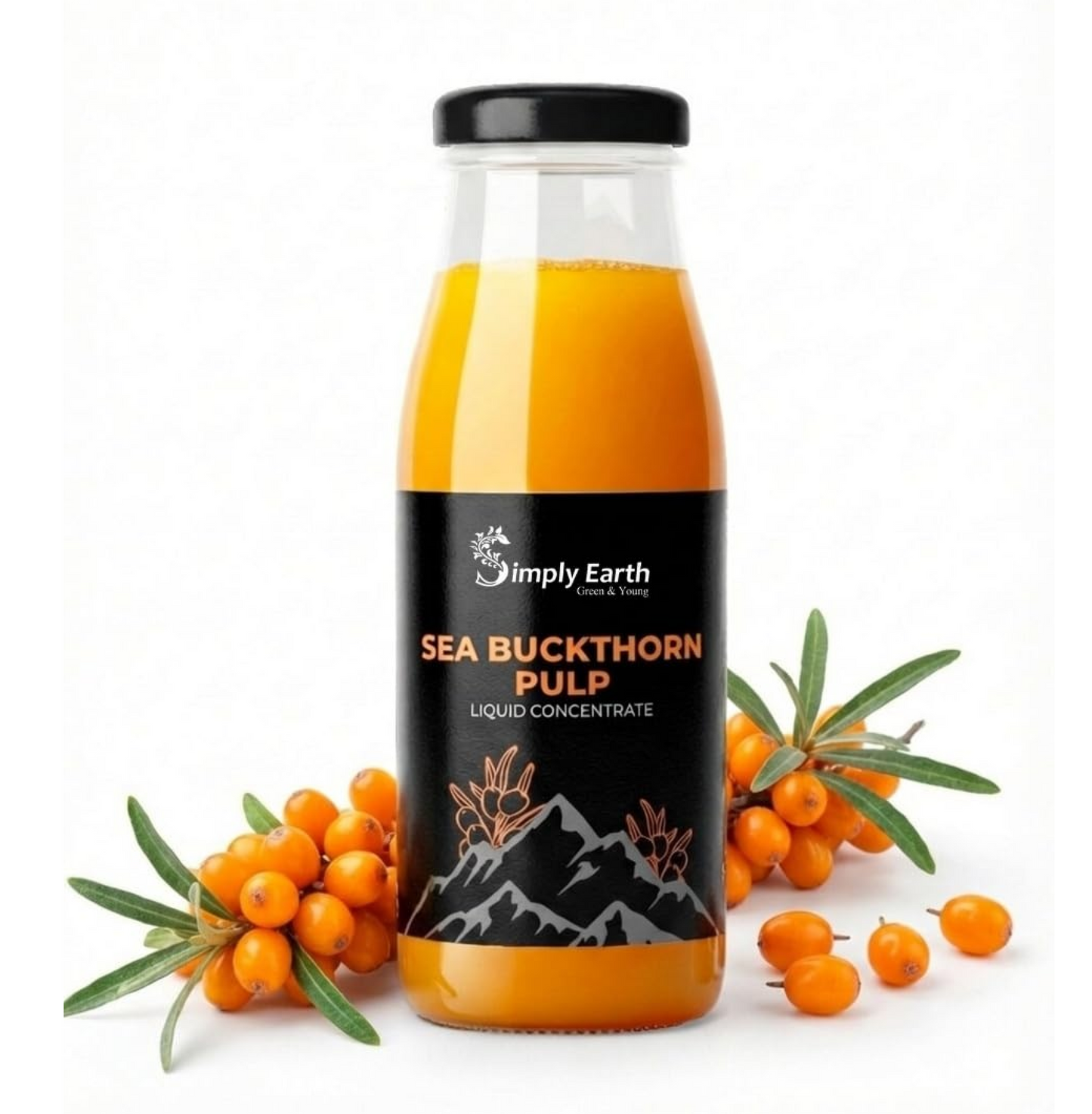 Simply Earth Sea Buckthorn Pulp Liquid Concentrate, Rich in Omega 3-6-7-9, Vitamin C & Antioxidants, Superfood for Immunity, Skin & Heart Health, 300 ML