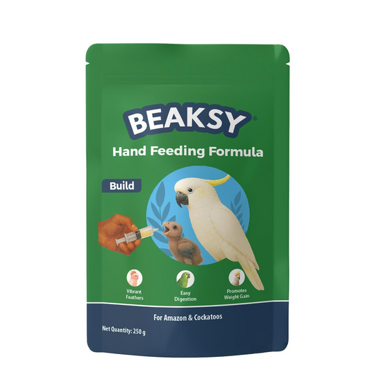 BEAKSY Build Hand Feeding Formula for Baby Birds | for Amazons & Cockatoos | Promotes Weight Gain, Vibrant Feathers & Easy Digestion | Balanced Nutrition (250gm)
