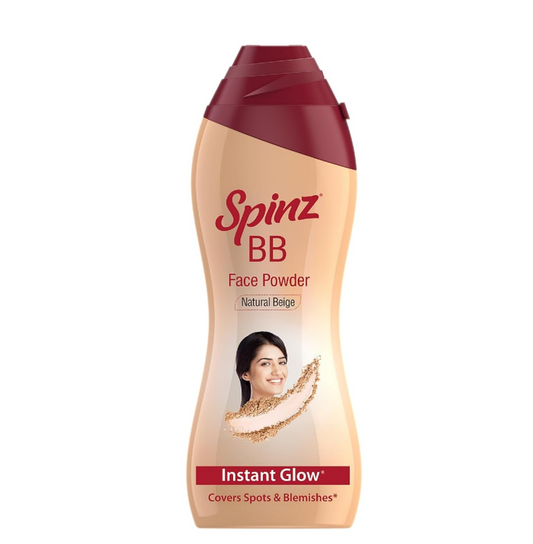Spinz BB Brightening & Beauty Face Talc for Instant Brightness | Lasts 2X Longer, Covers Dark Spots and Blemishes, Gives Soft and Smooth Skin (Natural Beige) – 70 gm