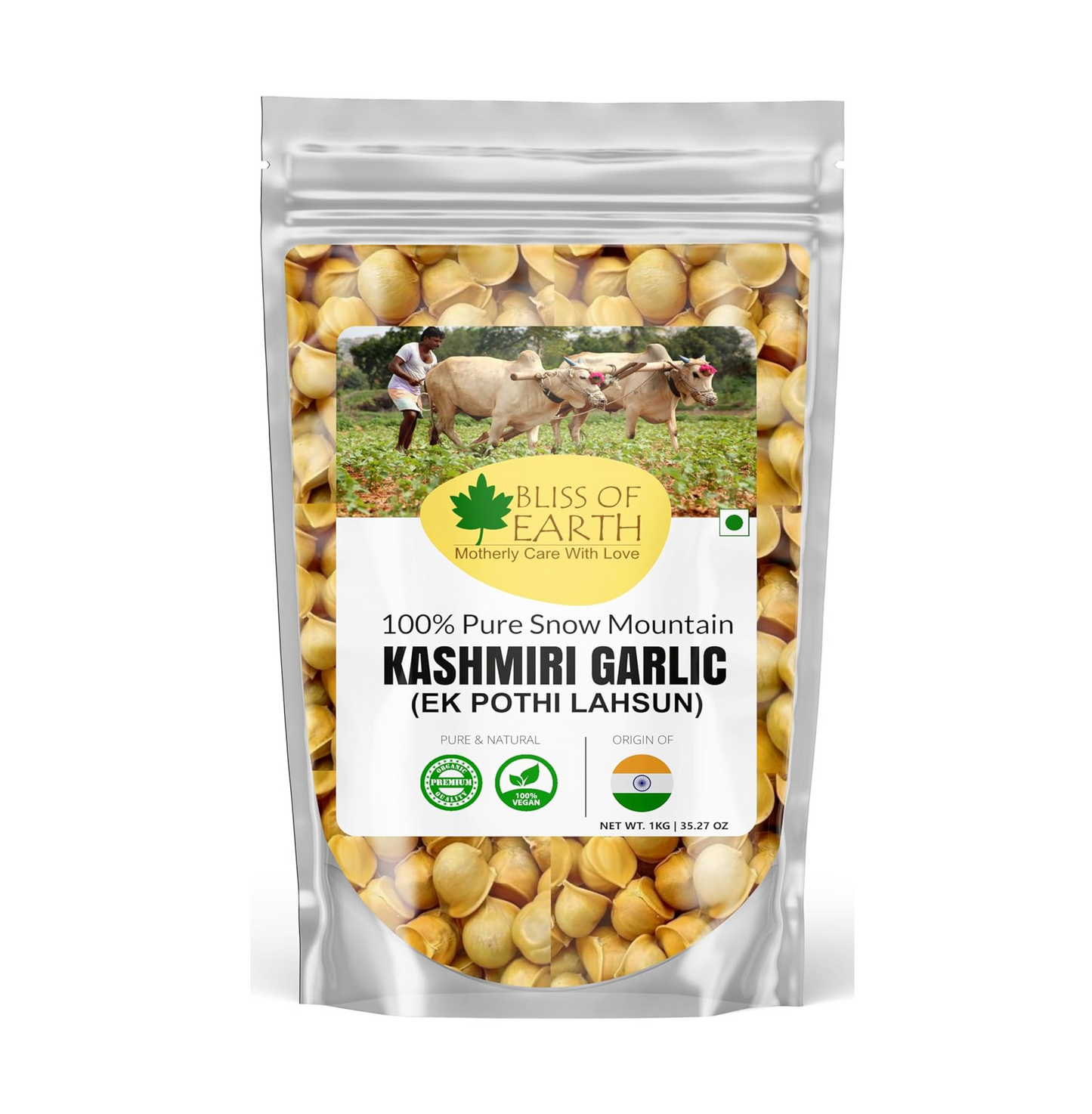 Bliss of Earth Naturally Organic Kashmiri Garlic 1kg Single Clove, Kashmiri Ek Pothi Lahsun